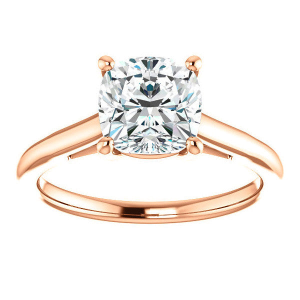 Cushion Solitaire Engagement Ring with Bow Accent