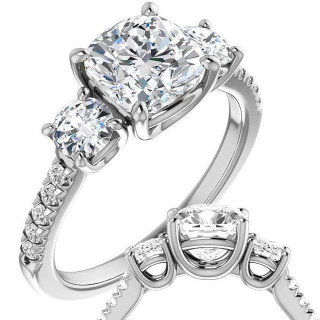 Cushion cut Moissanite Engagement Ring
