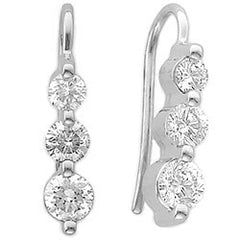 Round Moissanite Three Stone Earrings (4.5, 4, 3.5mm) 14k W/Y