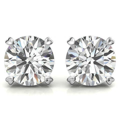 Round Hearts-on-Top Basket Moissanite Stud Earrings