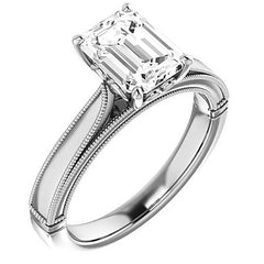 Emerald / Radiant Cathedral Solitaire with Scroll Accents