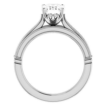Emerald / Radiant Cathedral Solitaire with Scroll Accents