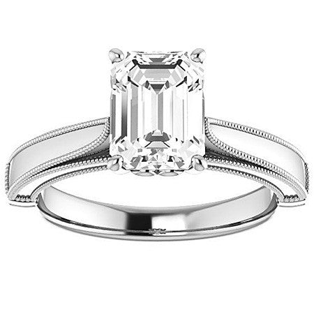 Emerald / Radiant Cathedral Solitaire with Scroll Accents