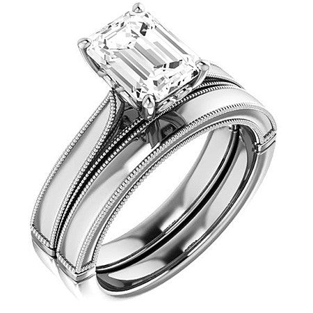 Emerald / Radiant Cathedral Solitaire with Scroll Accents