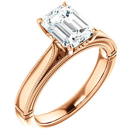 Emerald / Radiant Cathedral Solitaire with Scroll Accents
