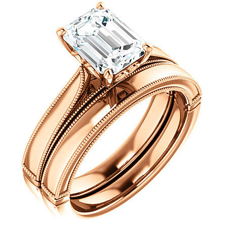 Emerald / Radiant Cathedral Solitaire with Scroll Accents