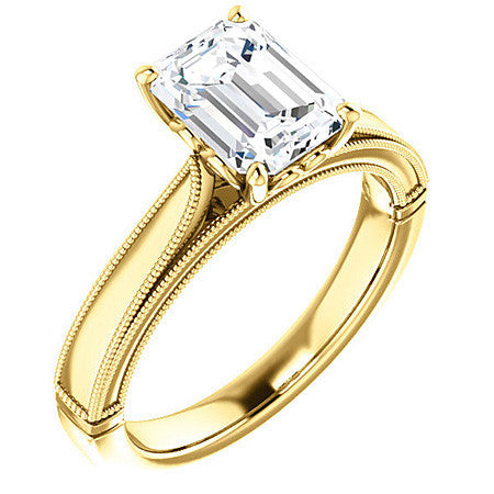 Emerald / Radiant Cathedral Solitaire with Scroll Accents