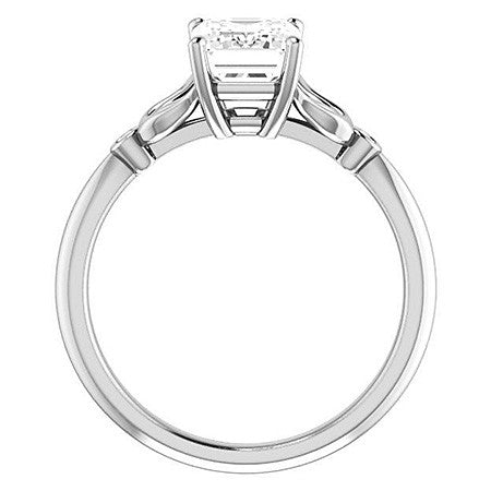 Floral Inspired Emerald / Radiant Cathedral Engagement Ring