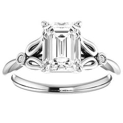 Floral Inspired Emerald / Radiant Cathedral Engagement Ring