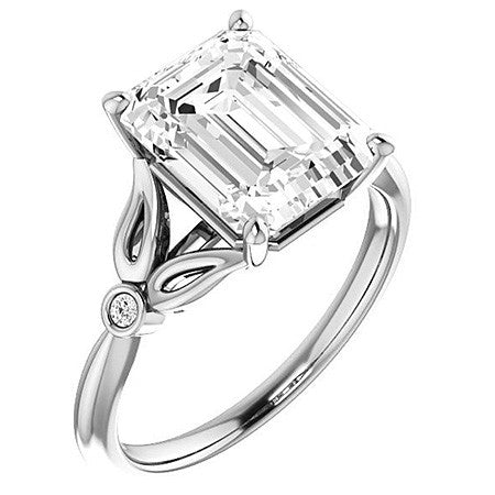 Floral Inspired Emerald / Radiant Cathedral Engagement Ring