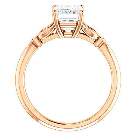 Floral Inspired Emerald / Radiant Cathedral Engagement Ring
