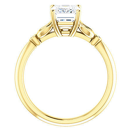 Floral Inspired Emerald / Radiant Cathedral Engagement Ring