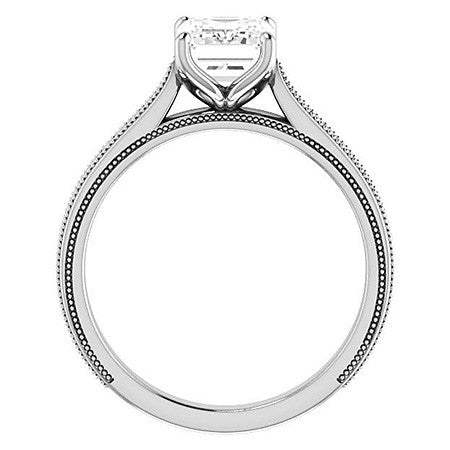 Emerald / Radiant Vintage-Style Cathedral Engagement Ring