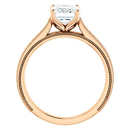 Emerald / Radiant Vintage-Style Cathedral Engagement Ring