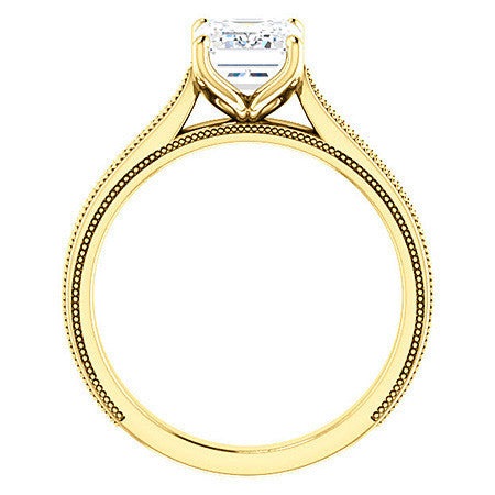 Emerald / Radiant Vintage-Style Cathedral Engagement Ring
