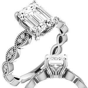 Emerald / Radiant cut Infinity-Styled Engagement Ring