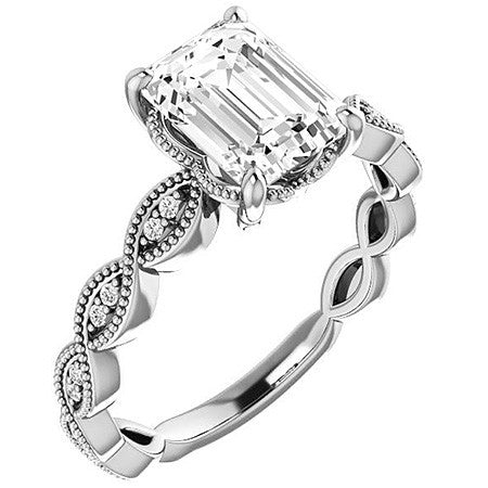 Emerald / Radiant cut Infinity-Styled Engagement Ring
