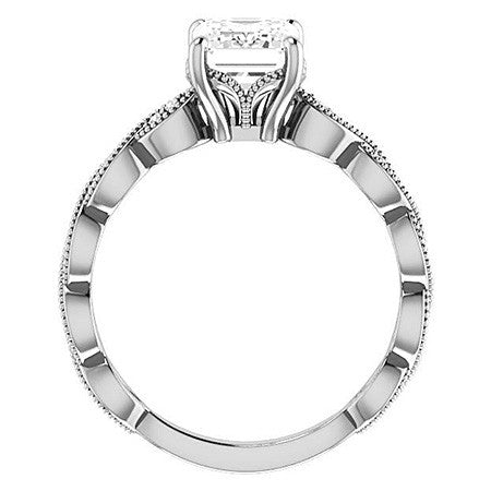 Emerald / Radiant cut Infinity-Styled Engagement Ring
