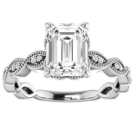Emerald / Radiant cut Infinity-Styled Engagement Ring