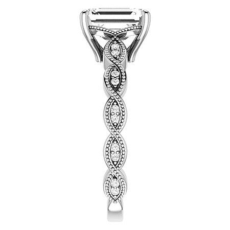 Emerald / Radiant cut Infinity-Styled Engagement Ring