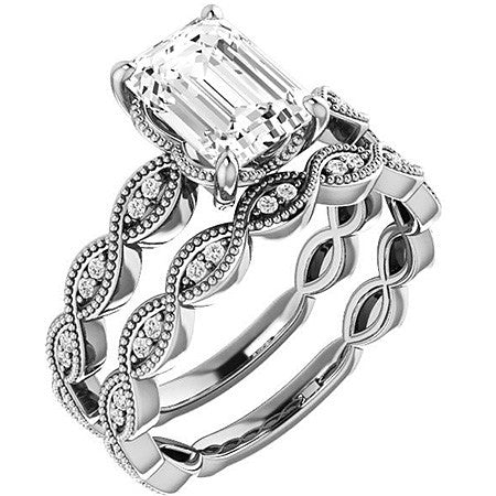 Emerald / Radiant cut Infinity-Styled Engagement Ring