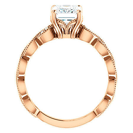 Emerald / Radiant cut Infinity-Styled Engagement Ring