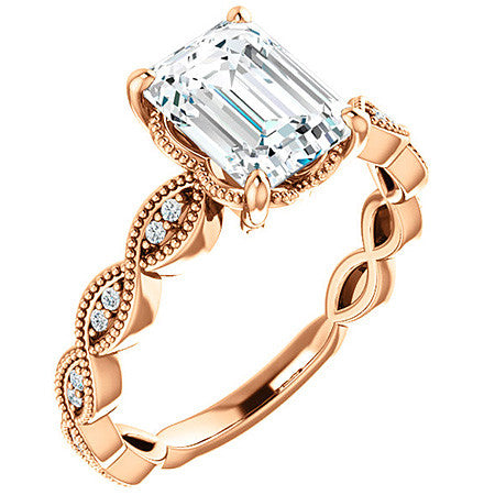 Emerald / Radiant cut Infinity-Styled Engagement Ring