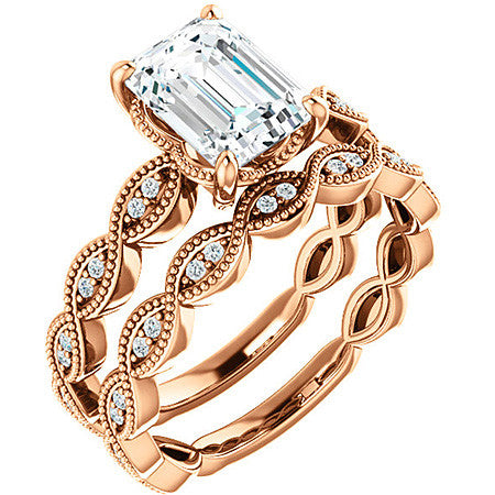 Emerald / Radiant cut Infinity-Styled Engagement Ring
