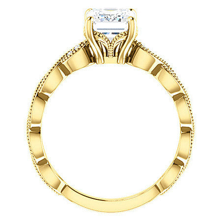 Emerald / Radiant cut Infinity-Styled Engagement Ring