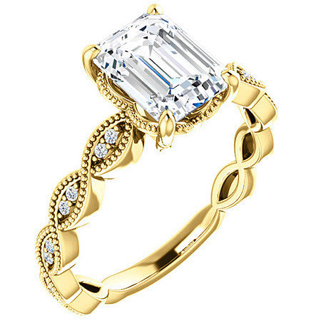 Emerald / Radiant cut Infinity-Styled Engagement Ring