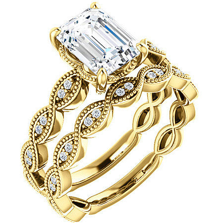 Emerald / Radiant cut Infinity-Styled Engagement Ring