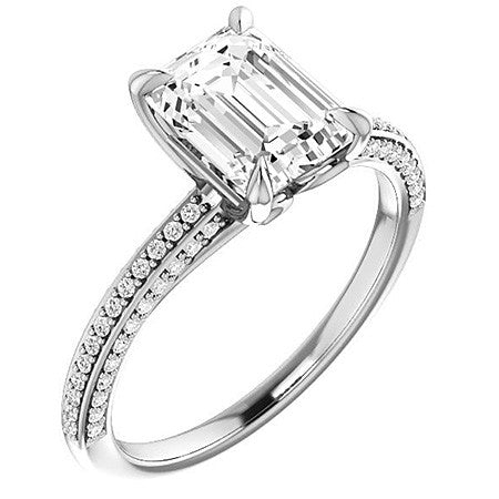 Emerald / Radiant Claw Prong Moissanite Engagement Ring