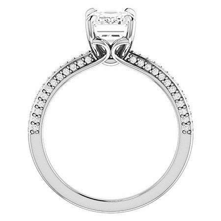 Emerald / Radiant Claw Prong Moissanite Engagement Ring