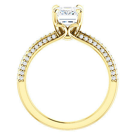 Emerald / Radiant Claw Prong Moissanite Engagement Ring