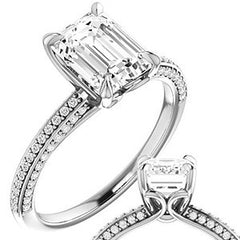 Emerald / Radiant Claw Prong Moissanite Engagement Ring