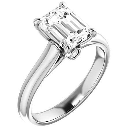 Emerald / Radiant Moissanite Cathedral Engagement Ring