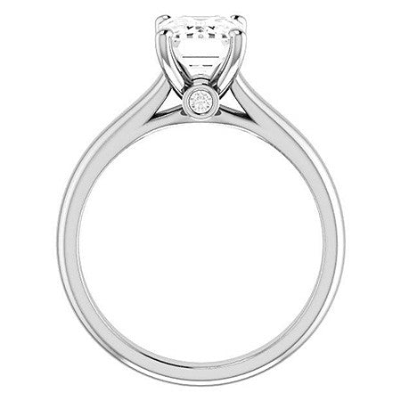 Emerald / Radiant Moissanite Cathedral Engagement Ring