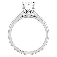 Emerald / Radiant Moissanite Cathedral Engagement Ring
