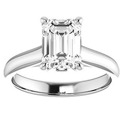 Emerald / Radiant Moissanite Cathedral Engagement Ring