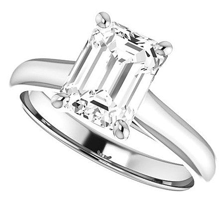 Emerald / Radiant Moissanite Cathedral Engagement Ring