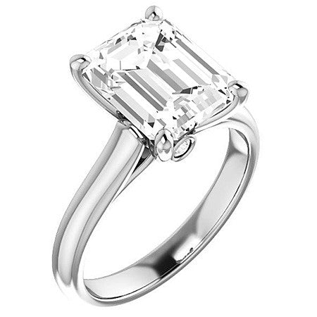 Emerald / Radiant Moissanite Cathedral Engagement Ring