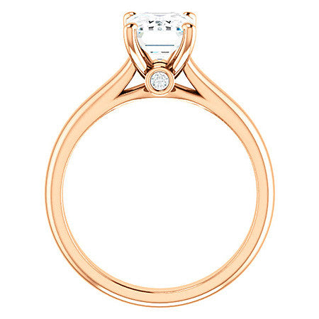 Emerald / Radiant Moissanite Cathedral Engagement Ring