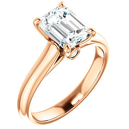 Emerald / Radiant Moissanite Cathedral Engagement Ring