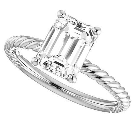 Emerald / Radiant cut Solitaire Ring