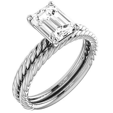 Emerald / Radiant cut Solitaire Ring