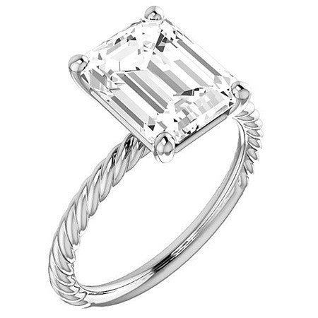 Emerald / Radiant cut Solitaire Ring