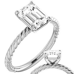 Emerald / Radiant cut Solitaire Ring