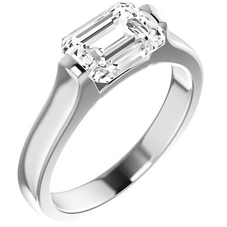 Emerald / Radiant cut Solitaire Ring