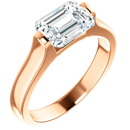 Emerald / Radiant cut Solitaire Ring