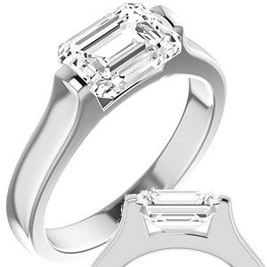 Emerald / Radiant cut Solitaire Ring